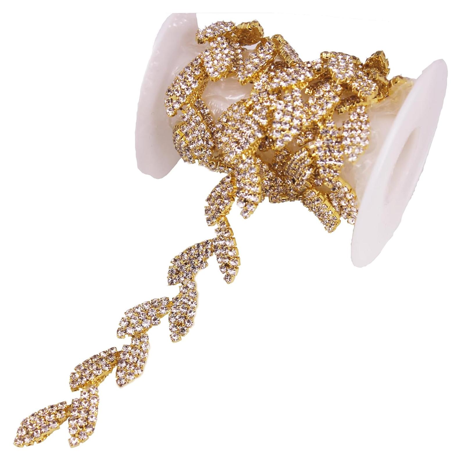 Cadena de Rhinestone Oro Phicmanlo 90cm para DIY Vestidos