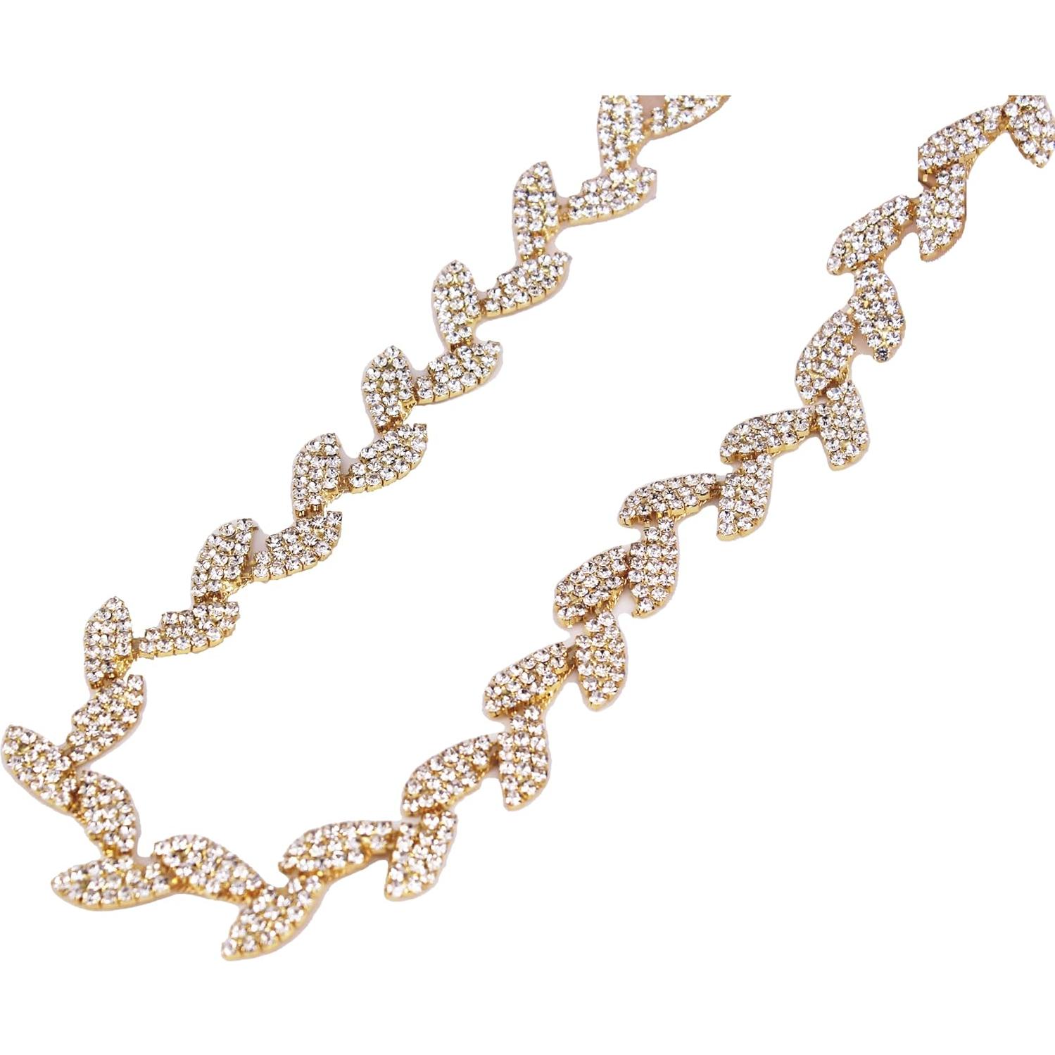 Cadena de Rhinestone Oro Phicmanlo 90cm para DIY Vestidos