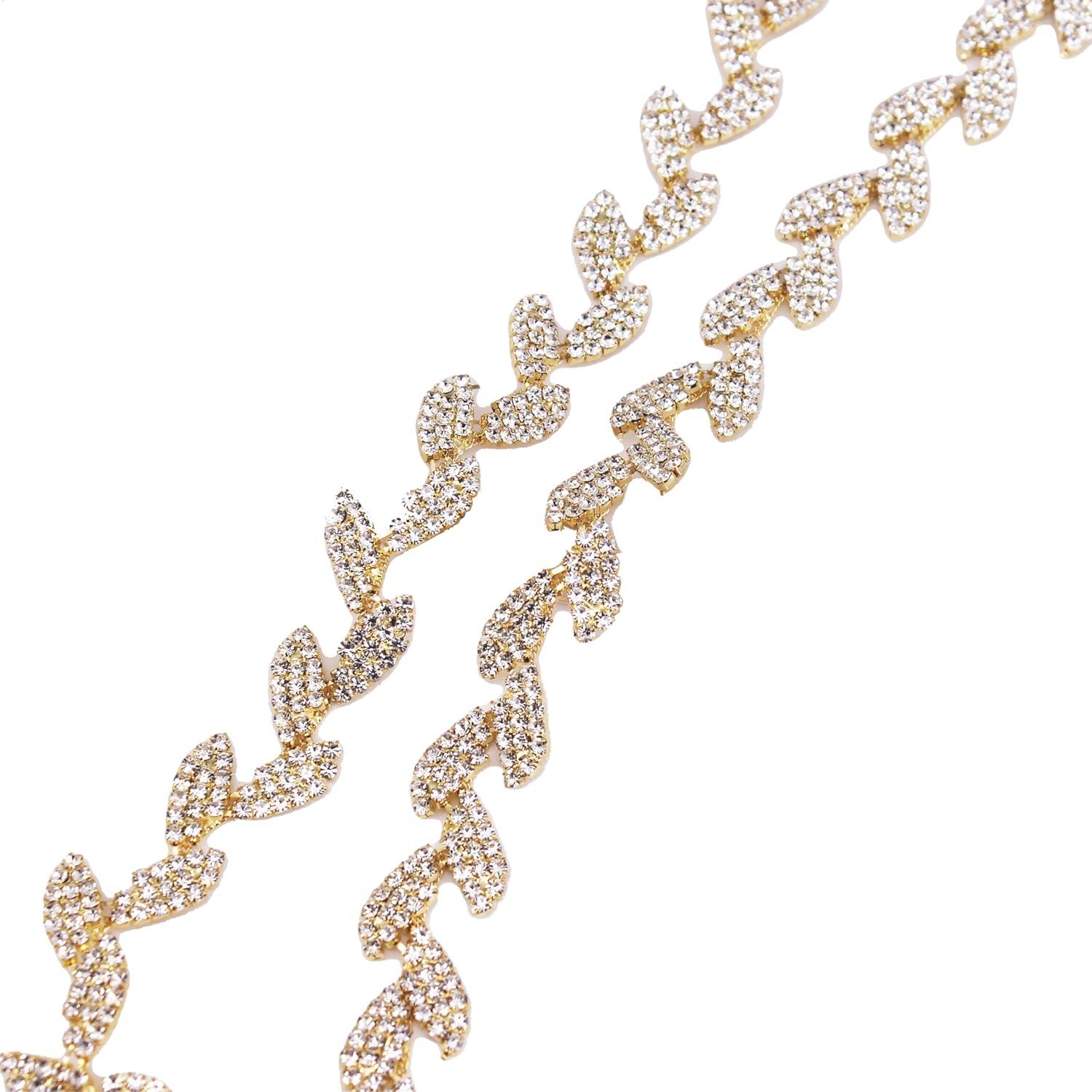 Cadena de Rhinestone Oro Phicmanlo 90cm para DIY Vestidos