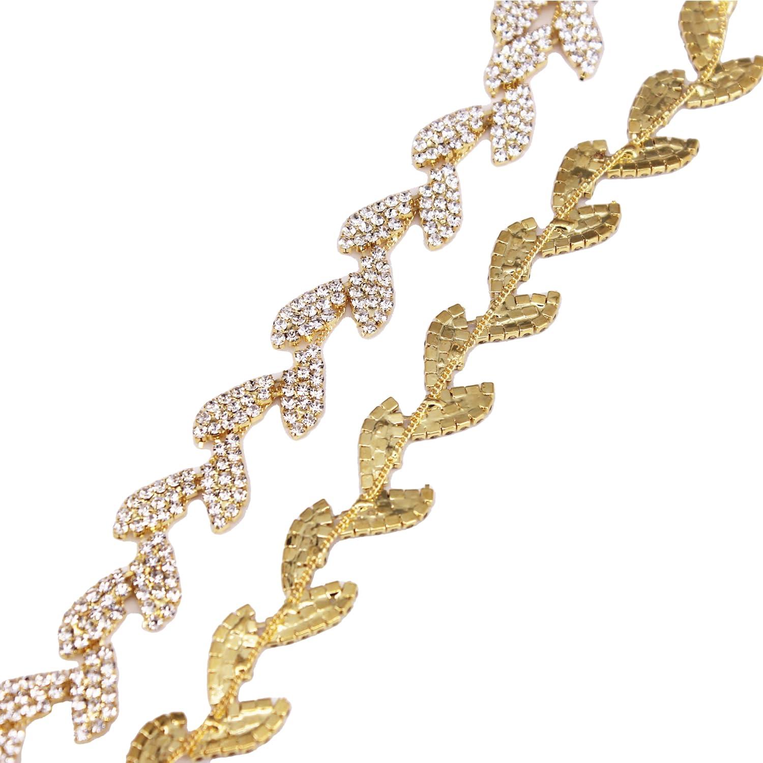 Cadena de Rhinestone Oro Phicmanlo 90cm para DIY Vestidos