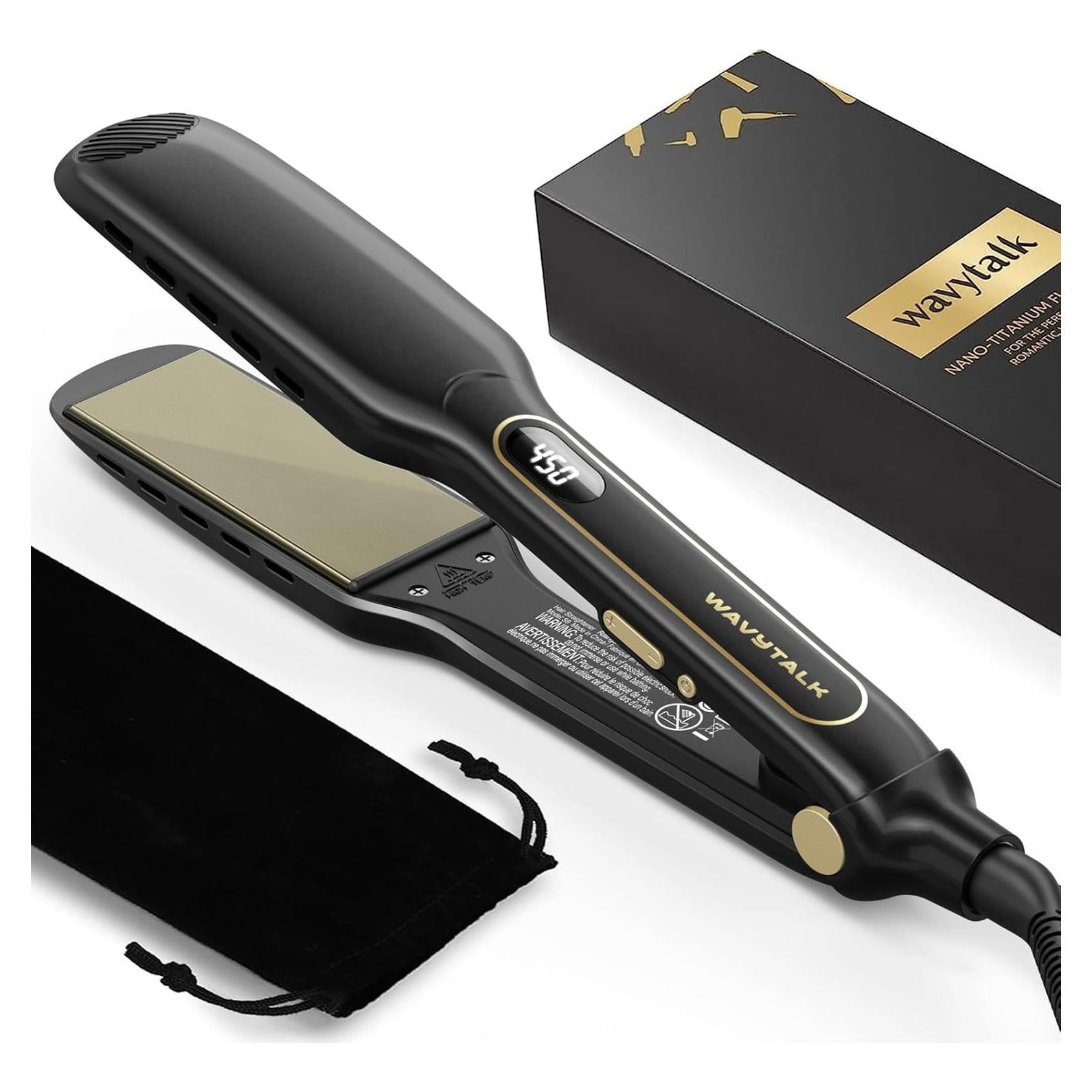 Plancha de Pelo Húmedo a Liso Wavytalk 4.45 cm Negra