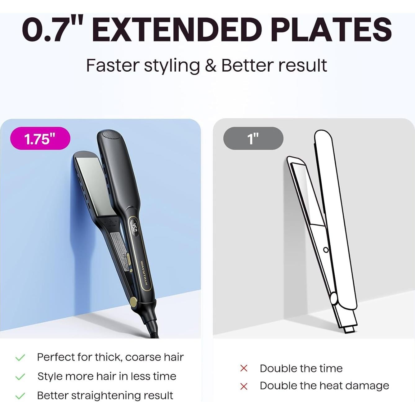 Plancha de Pelo Húmedo a Liso Wavytalk 4.45 cm Negra