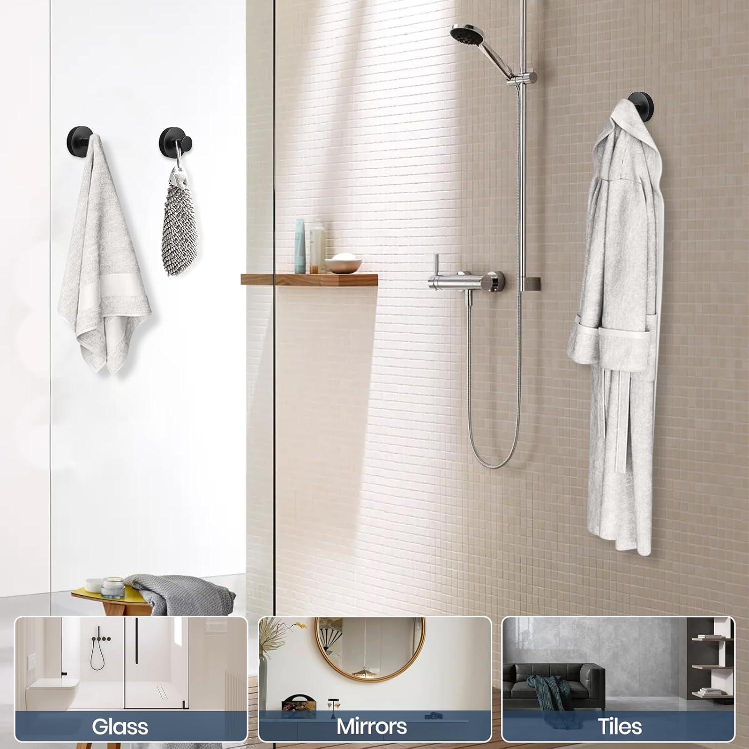 Ganchos de Ventosa PETIMETI 2 Pzs Aluminio Negro 5 kg