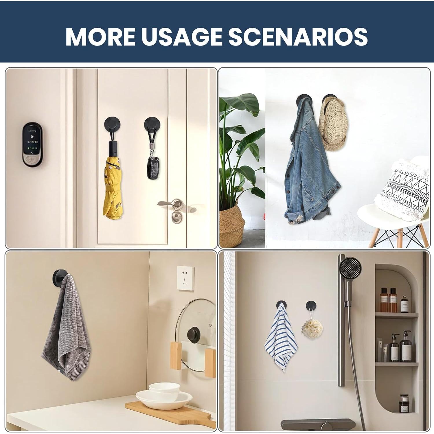 Ganchos de Ventosa PETIMETI 2 Pzs Aluminio Negro 5 kg