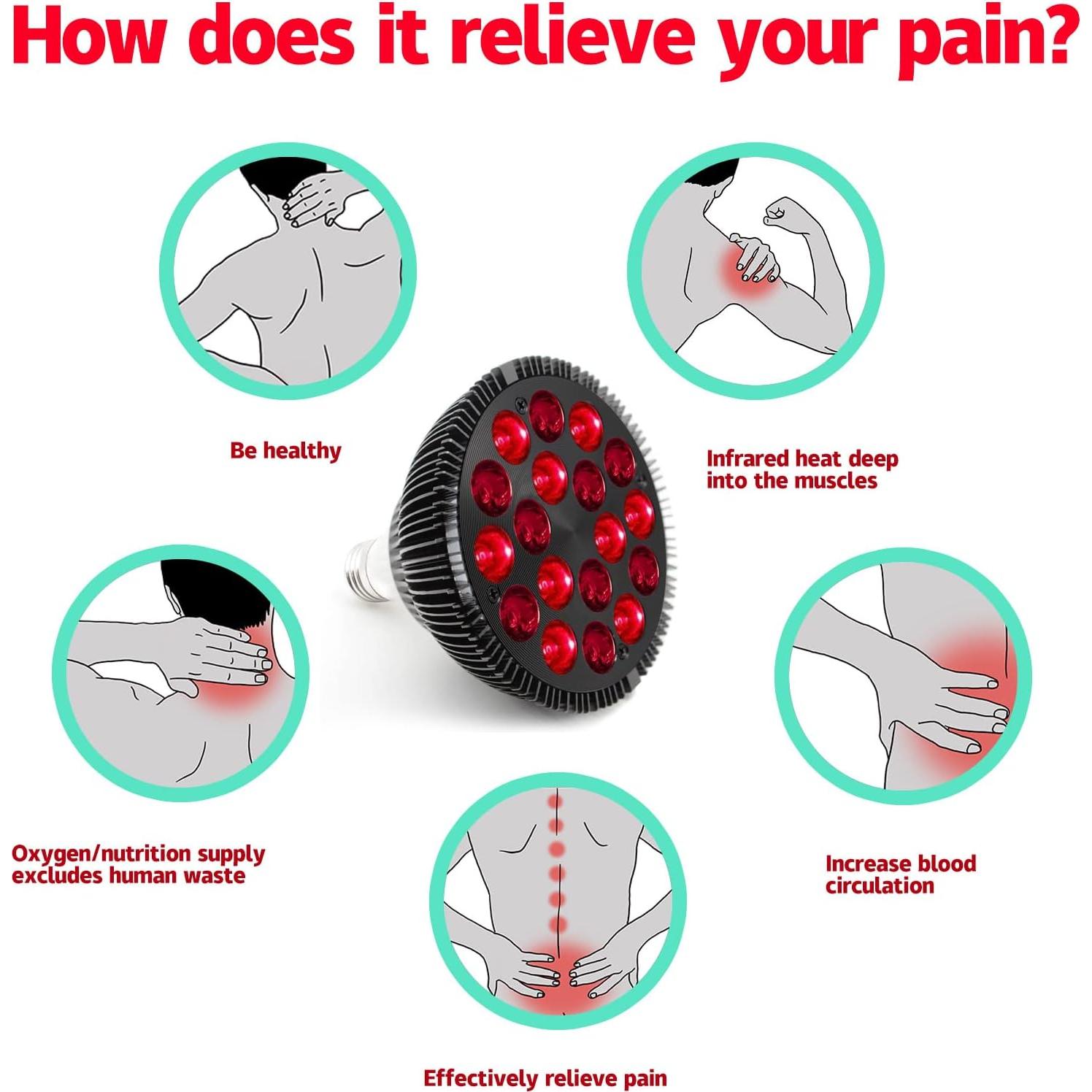 Lámpara de Terapia Luz Roja Zarbaha 18 LED 54W Alivio Dolor