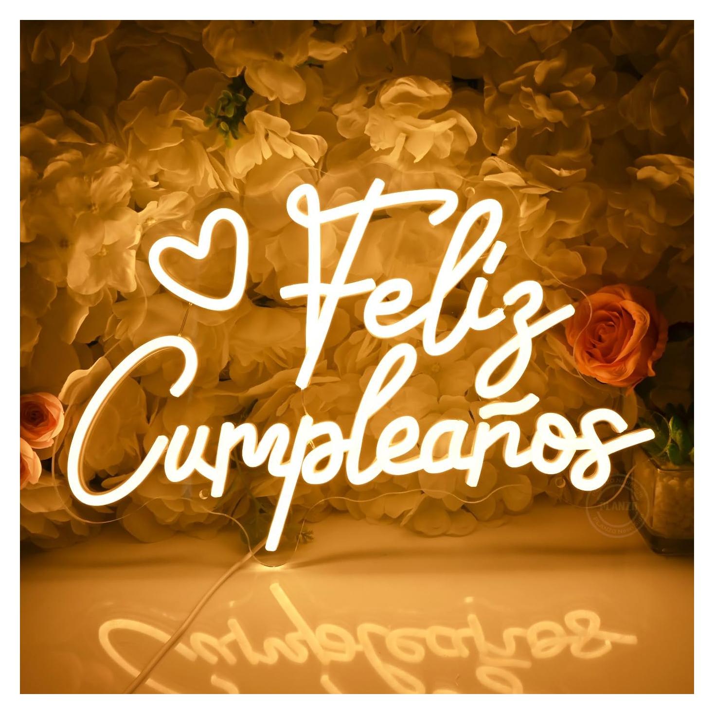 Letrero Neón Feliz Cumpleaños Goldenleader 40x25 cm USB