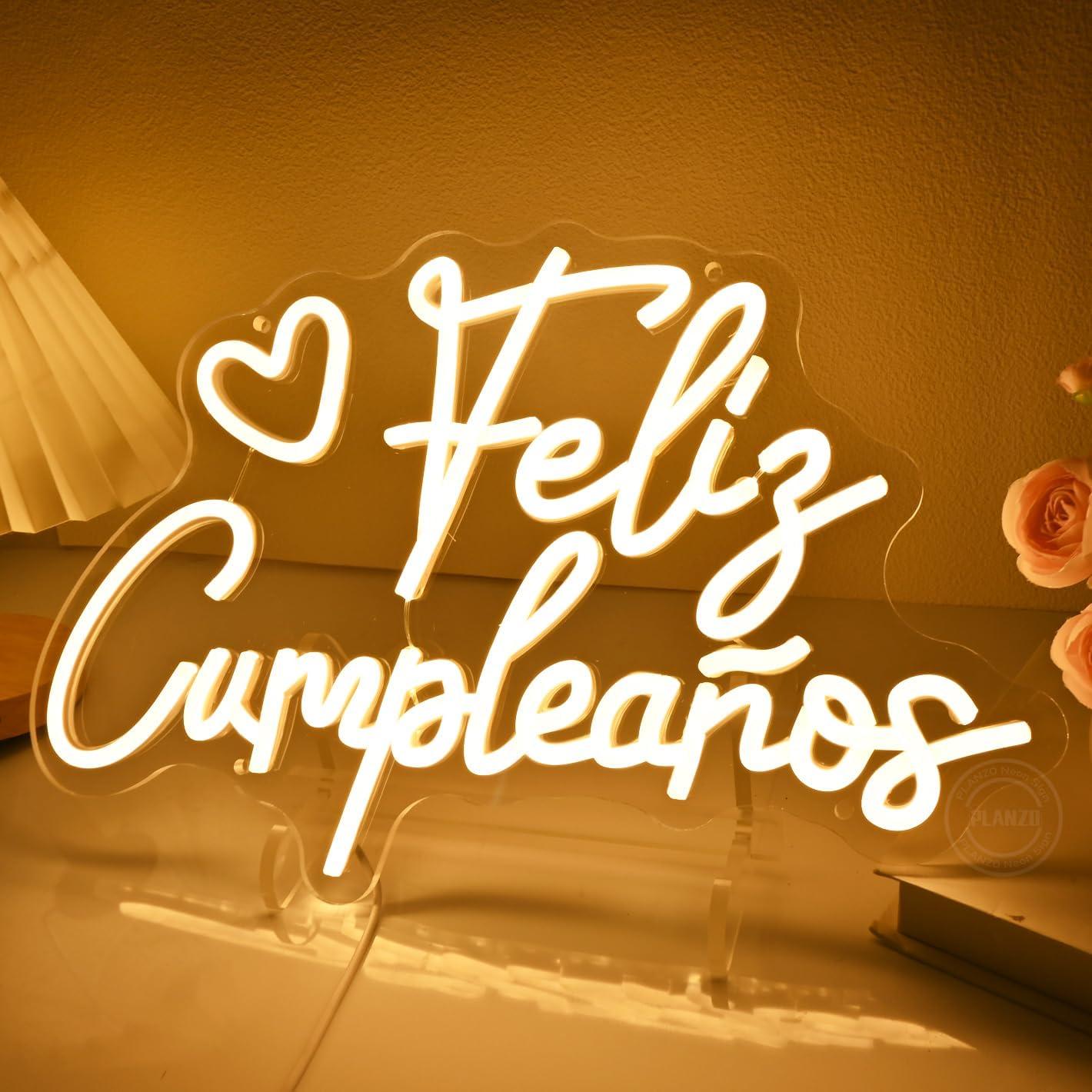 Letrero Neón Feliz Cumpleaños Goldenleader 40x25 cm USB