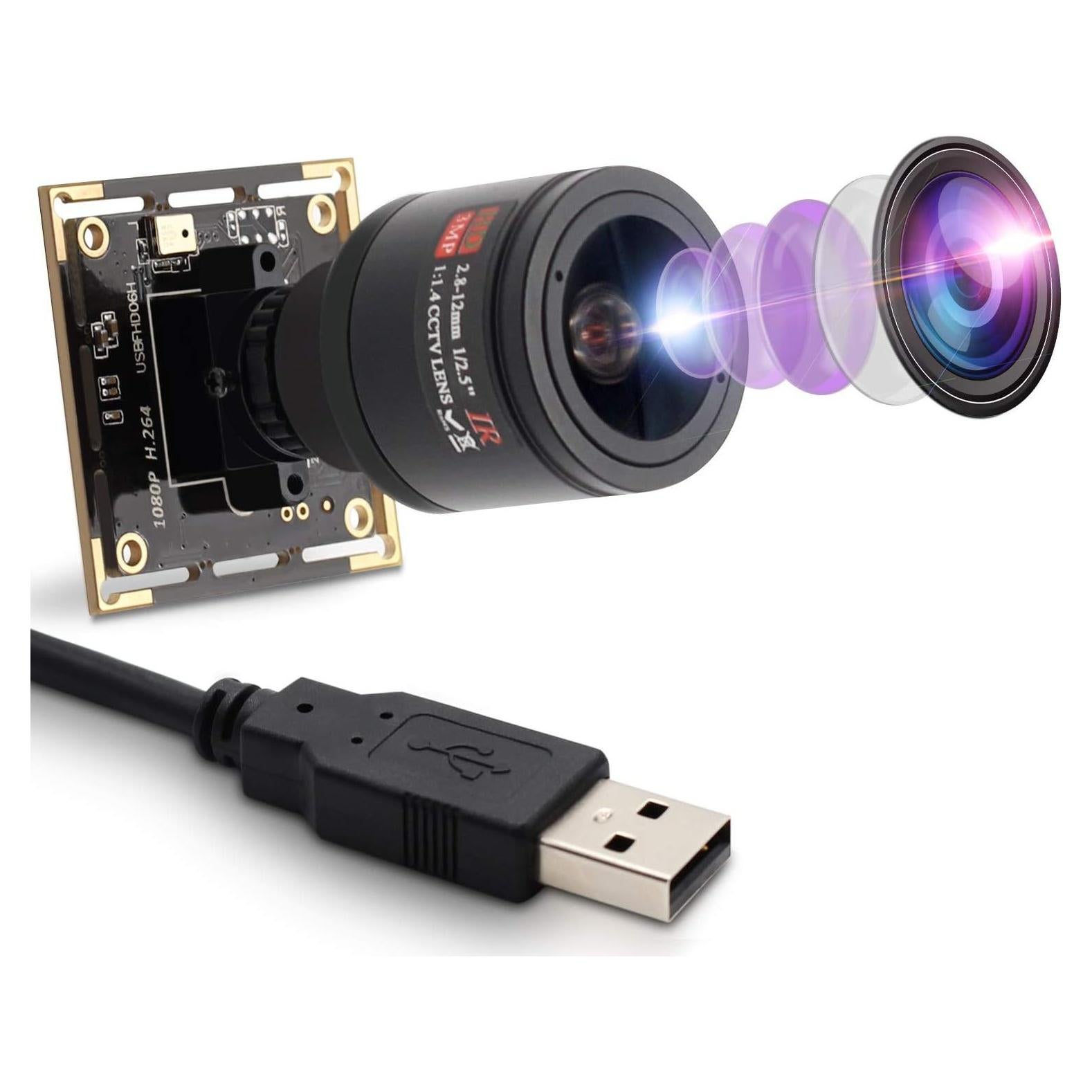 Cámara USB HD 1080P Hotpet con Lente Varifocal 2.8-12mm