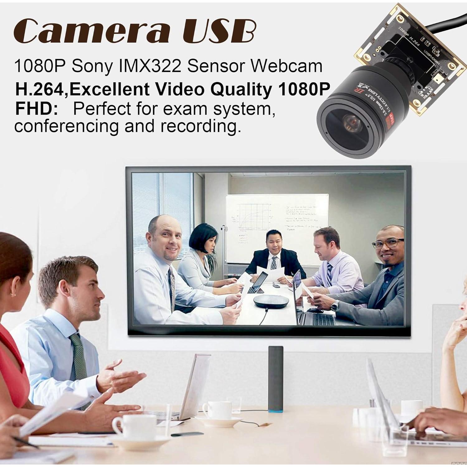 Cámara USB HD 1080P Hotpet con Lente Varifocal 2.8-12mm