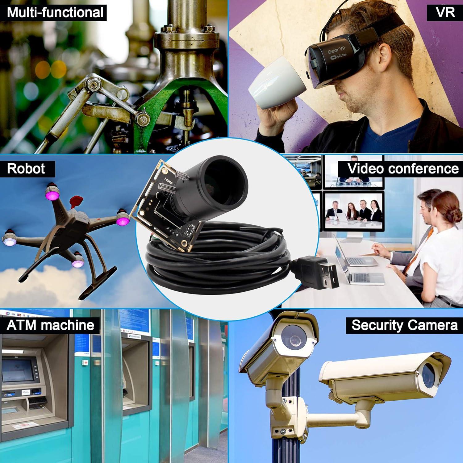 Cámara USB HD 1080P Hotpet con Lente Varifocal 2.8-12mm