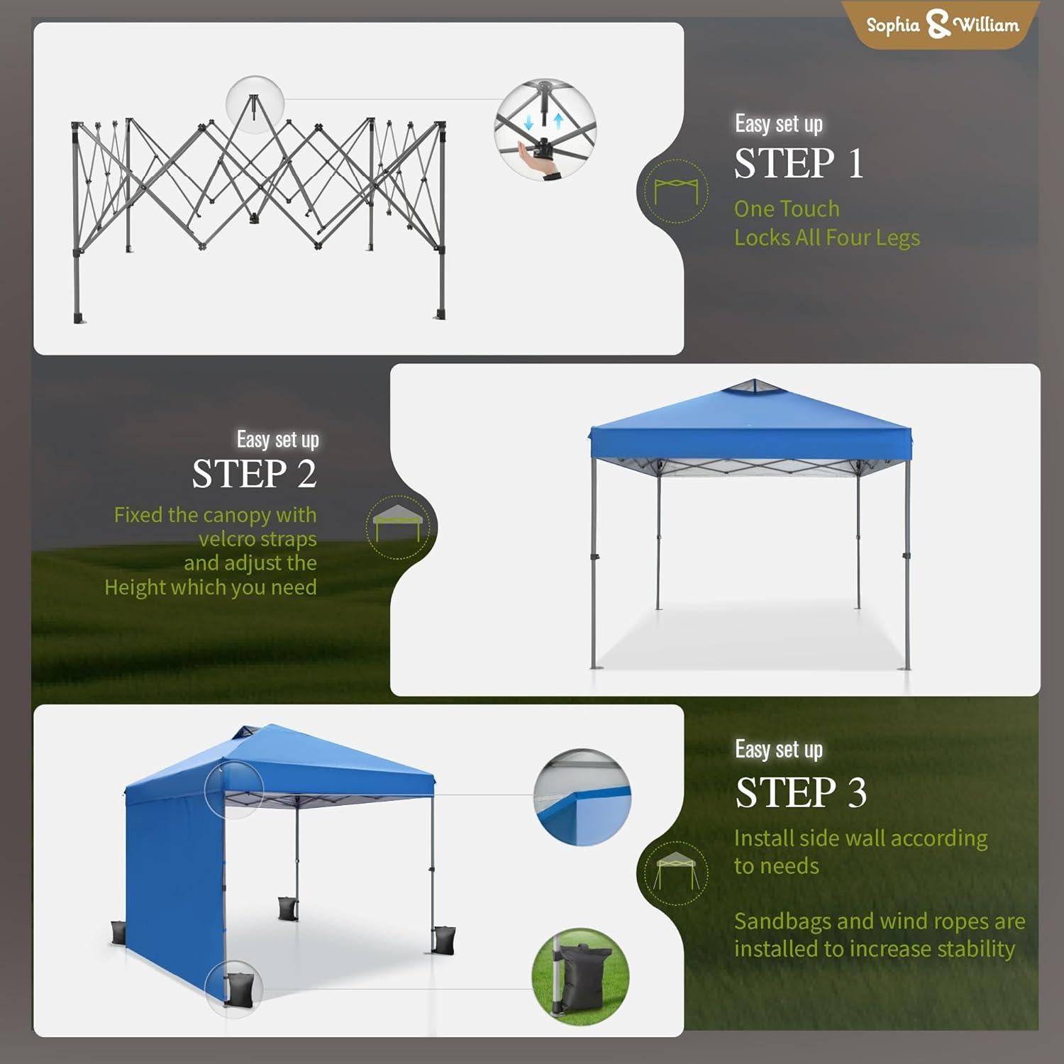 Carpa Canopy Pop Up 3.05x3.05m Sophia & William Azul