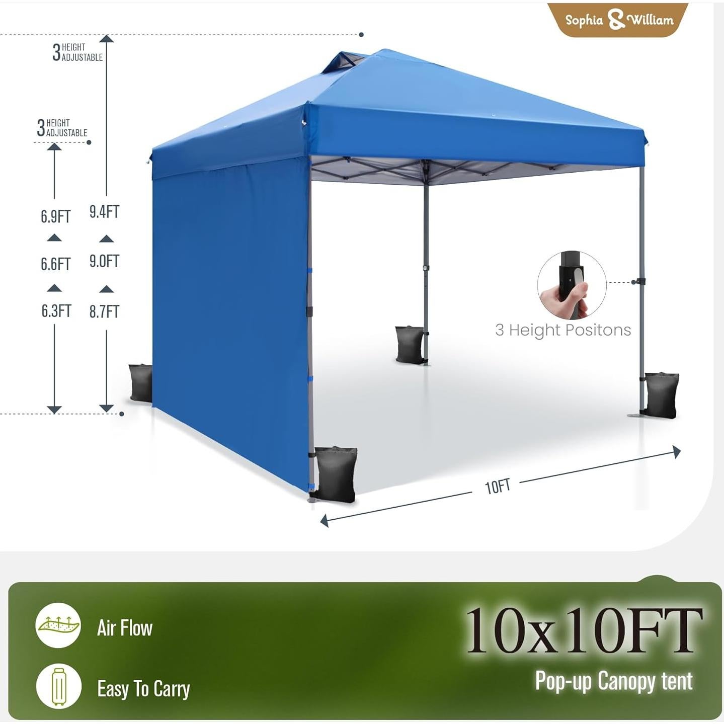 Carpa Canopy Pop Up 3.05x3.05m Sophia & William Azul