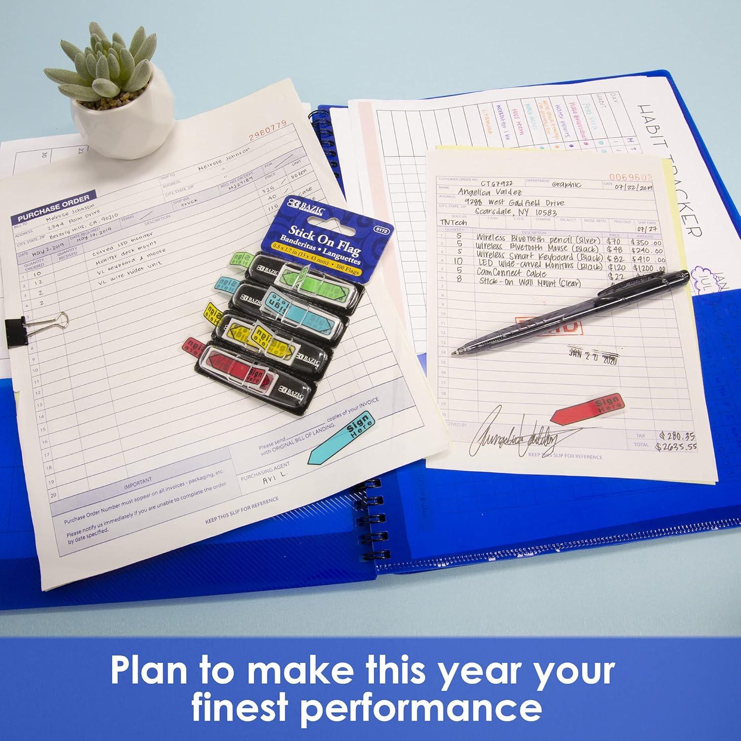 Marcadores de Página Neón BAZIC 100 Banderas 0.64x11.88 cm