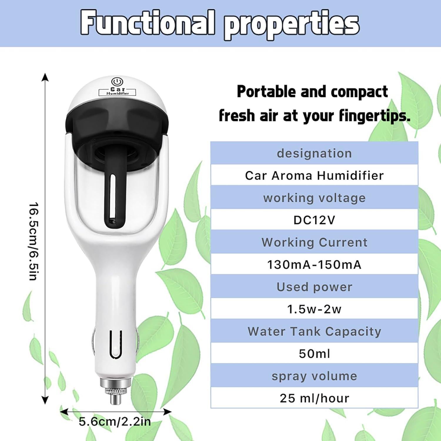 Humidificador de coche Joyday 50ml, difusor de aceite esencial negro