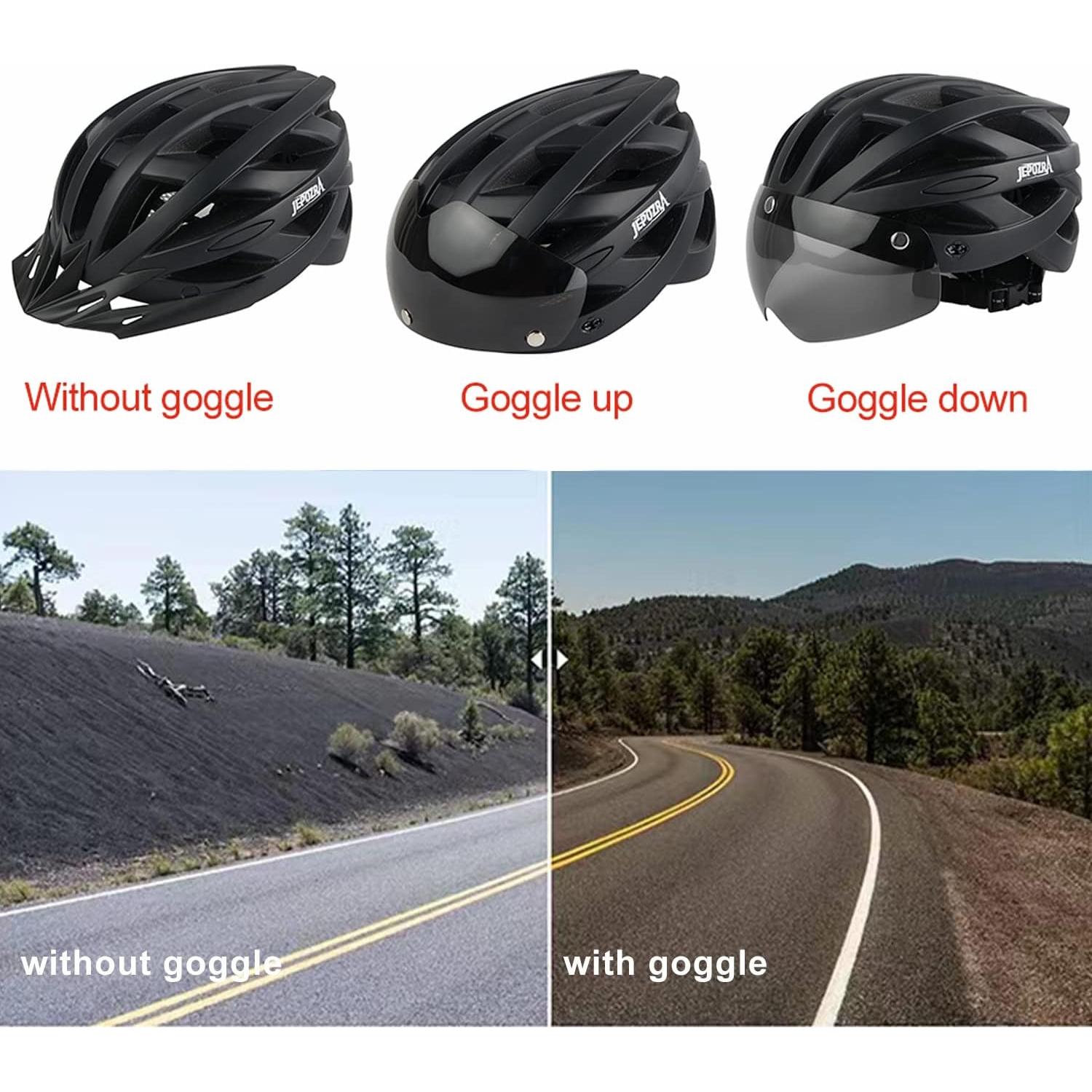 Casco de bicicleta JEPOZRA unisex con luz trasera y visera