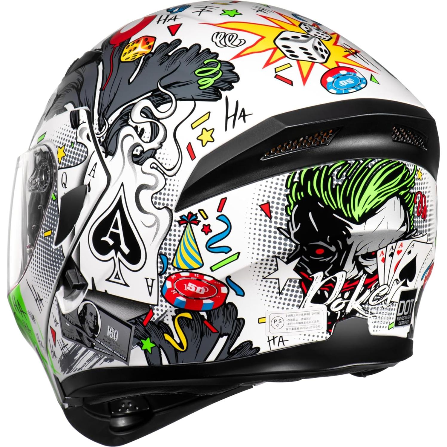 Casco Modular DOT Blanco Pocker con Doble Visera Grande