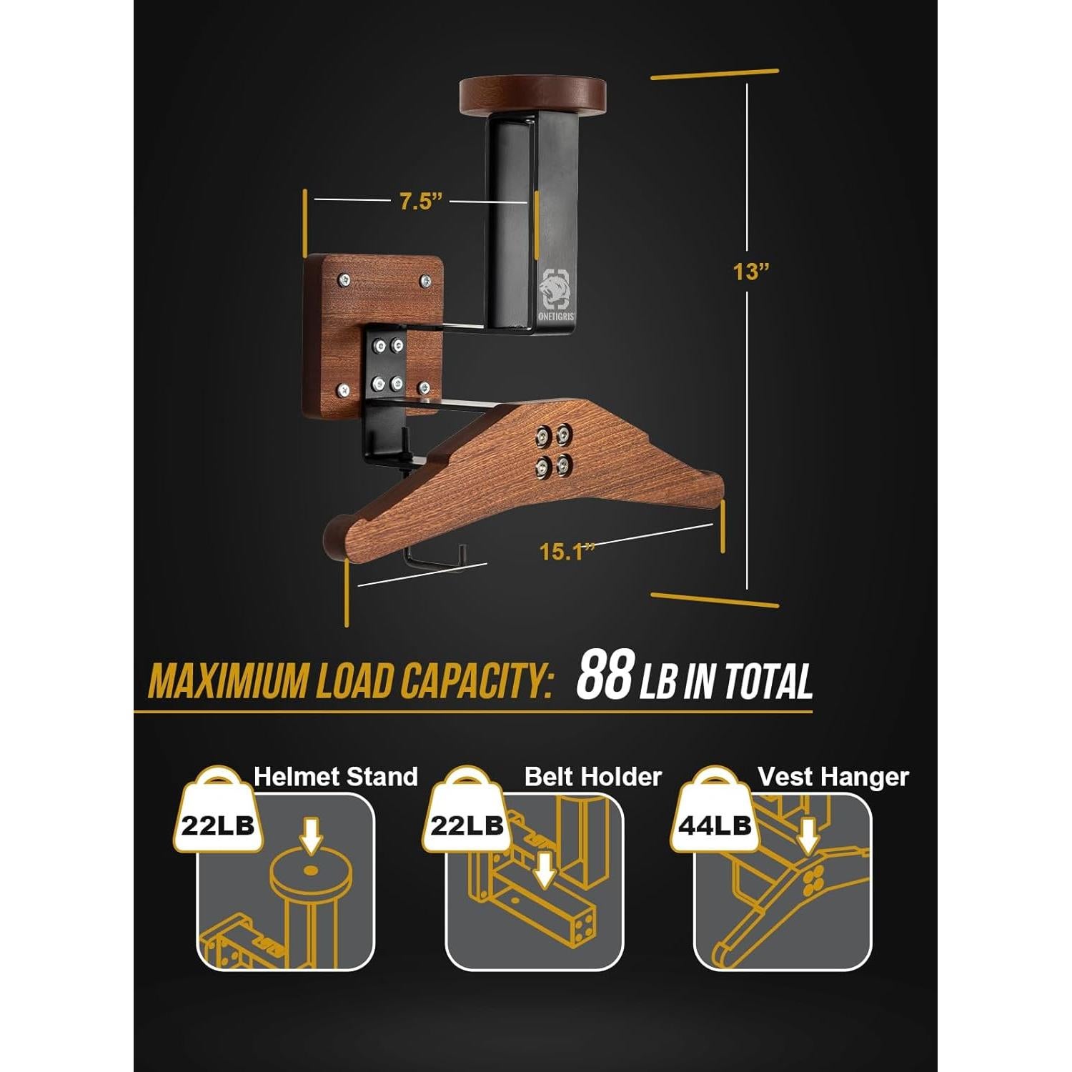Soporte de Casco OneTigris Montaje en Pared 39.92 kg