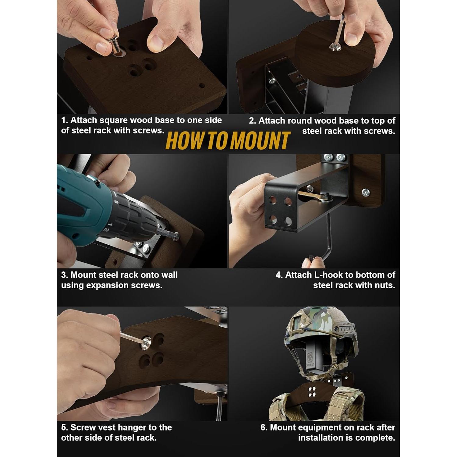 Soporte de Casco OneTigris Montaje en Pared 39.92 kg