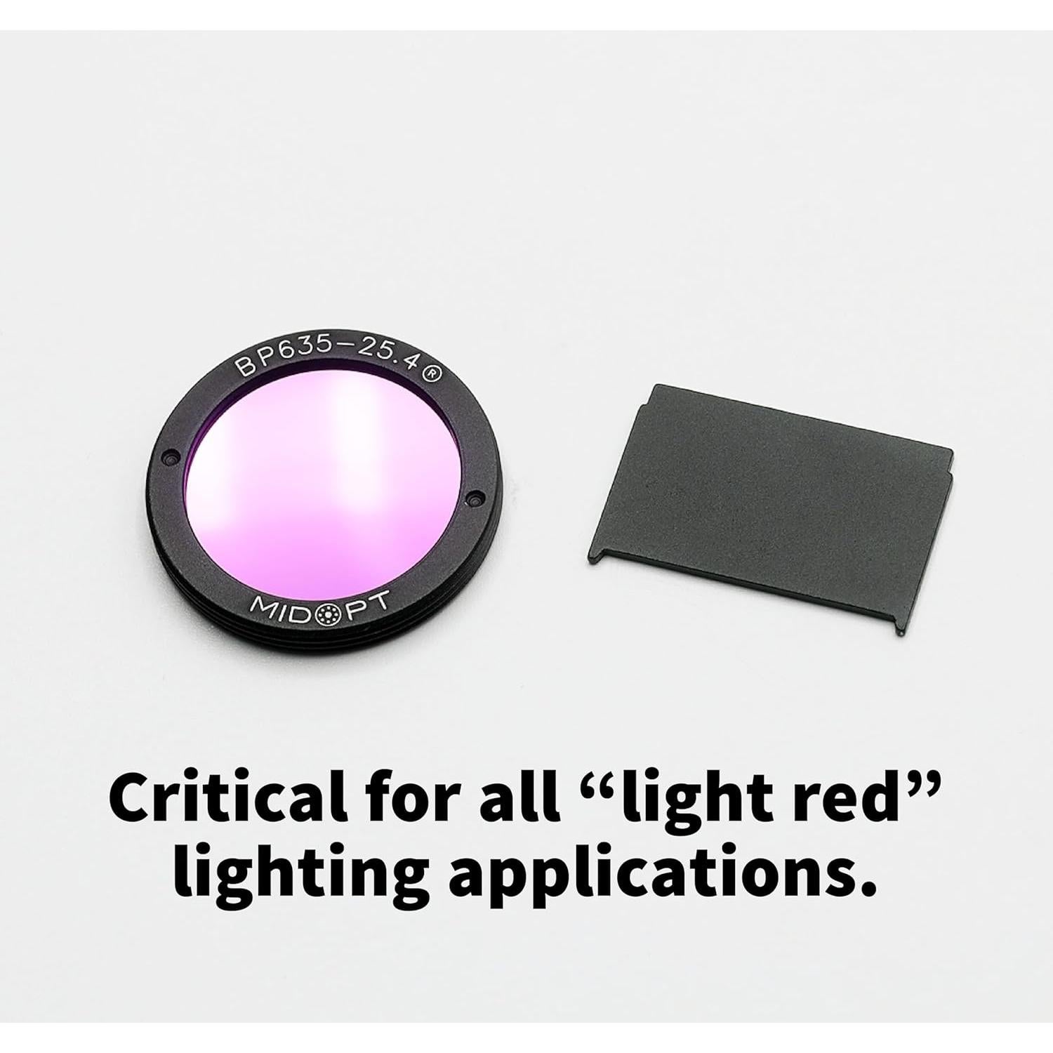 Filtro de Paso de Banda Rojo Claro MidOpt BP635 C-Mount 615-645nm