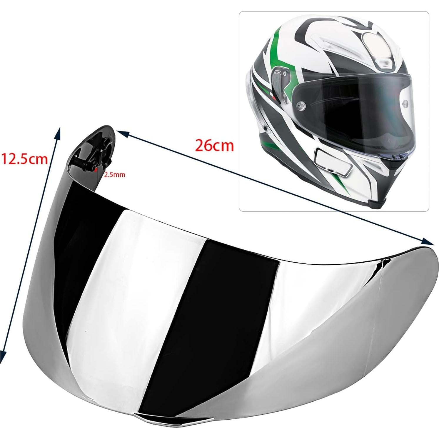 Visera Completa para Casco AGV K1 K3 SV K5 Placa Plata