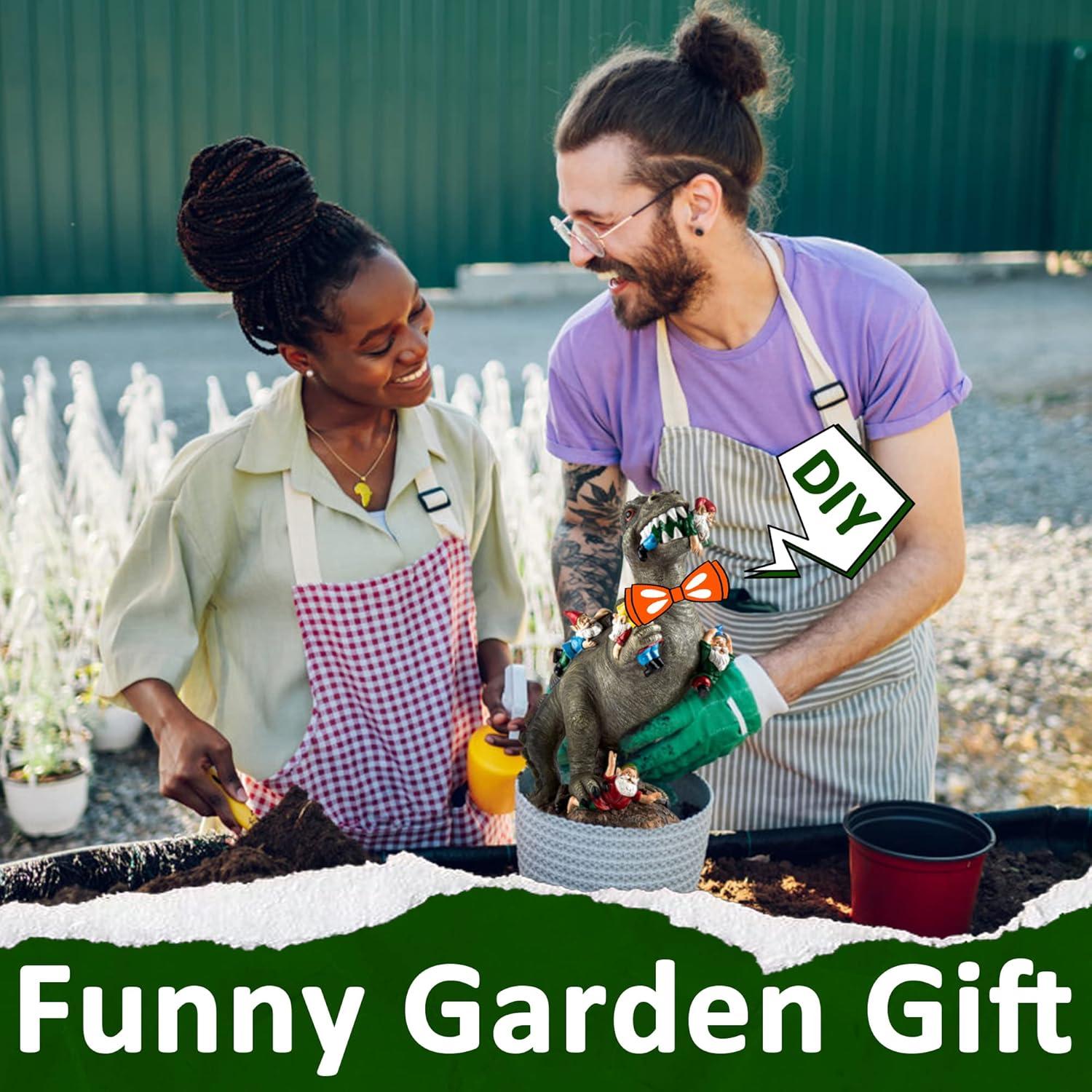 Estatua de Gnomo Dinosaurio SOWSUN 35.6 cm Jardín Decoración