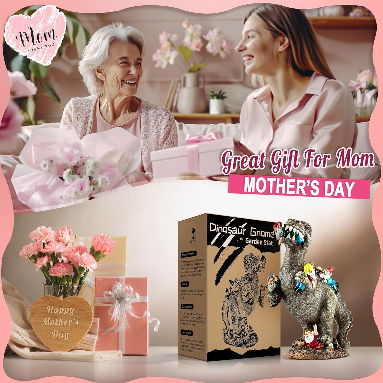 Estatua de Gnomo Dinosaurio SOWSUN 35.6 cm Jardín Decoración