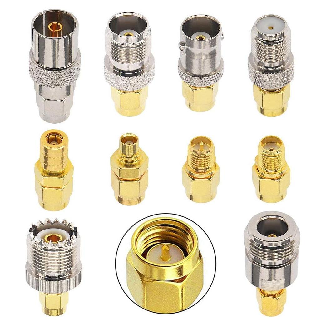 Kit de Adaptadores SMA Macho 10PCS - Conectores RF Niquelados