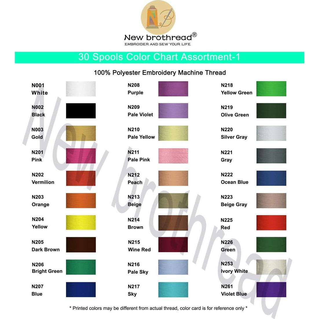 Kit de Hilo de Bordado Poliester 30 Colores New Brothread 500M