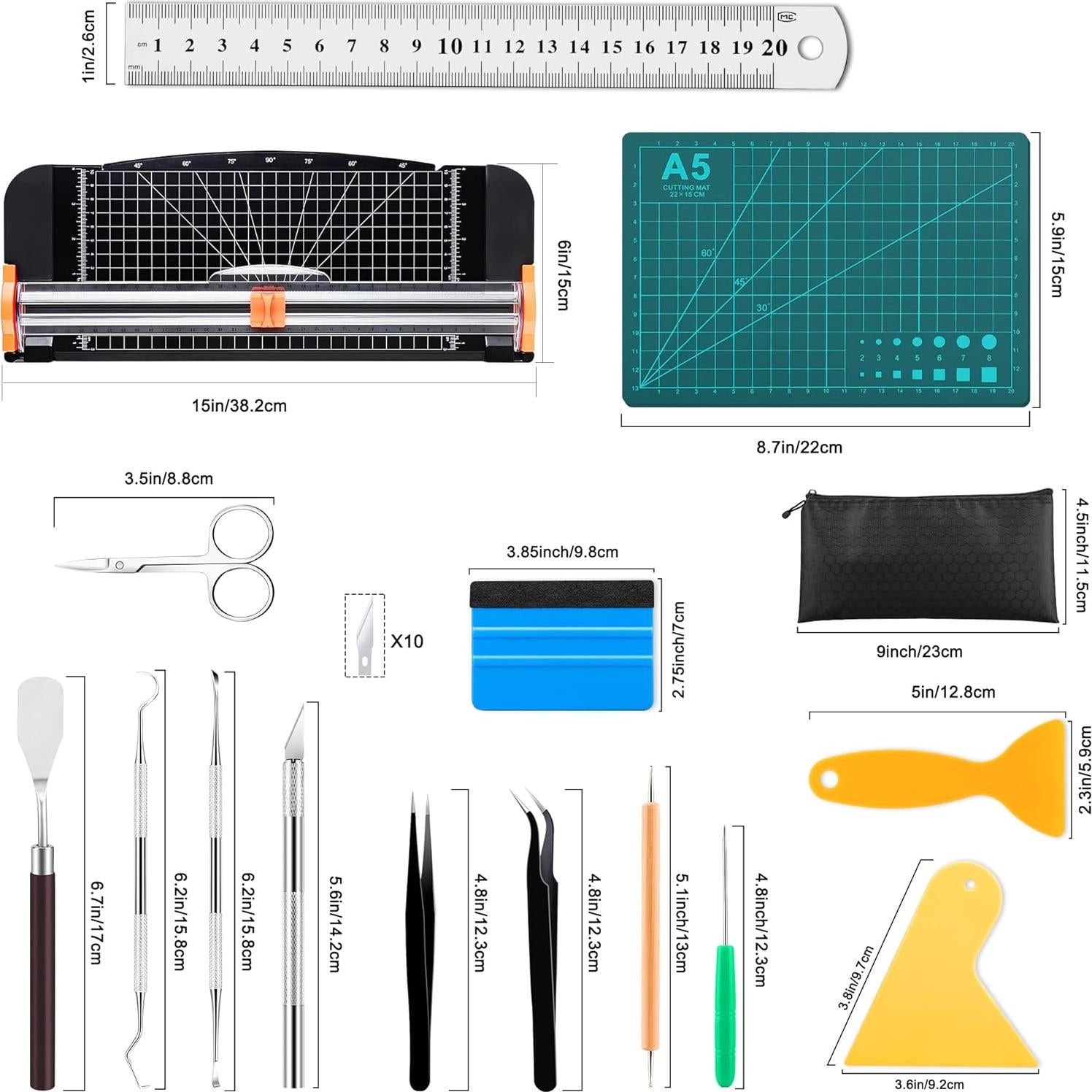 Juego de Herramientas de Manualidades Famomatk 27PCS Negro
