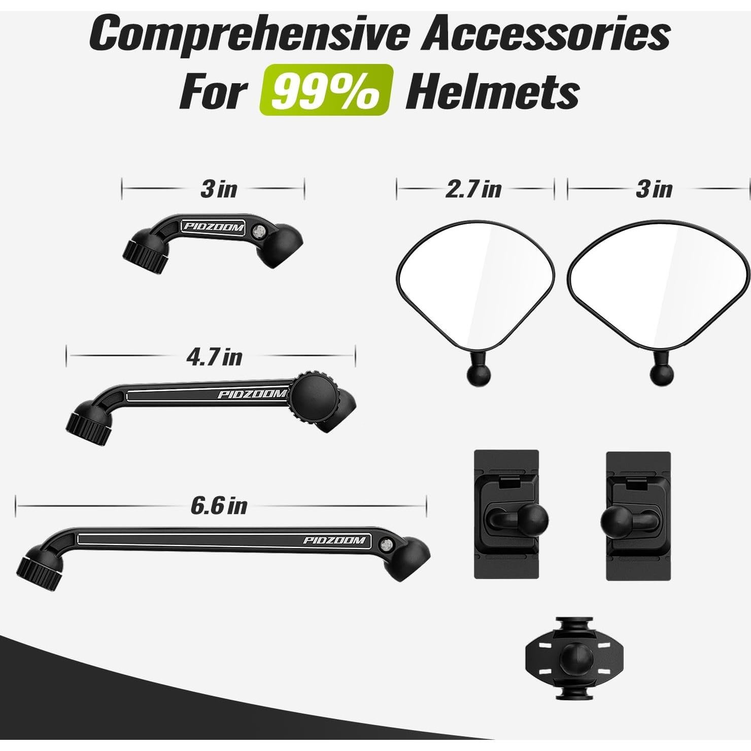 Espejo Retrovisor para Casco PidZoom HM01 Ajustable 360°