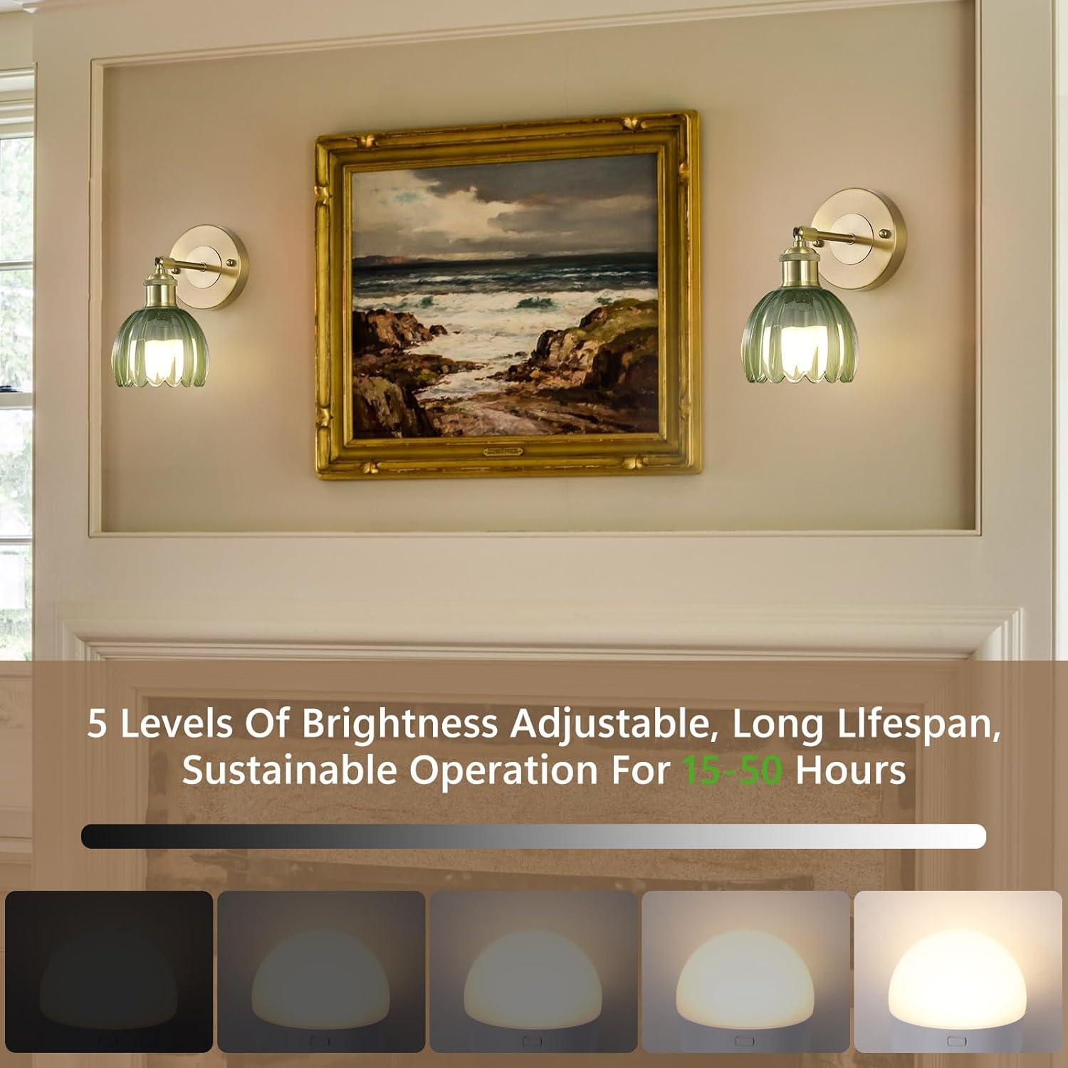 Aplique de Pared Inalámbrico LAPMUNG Verde Tulipán LED