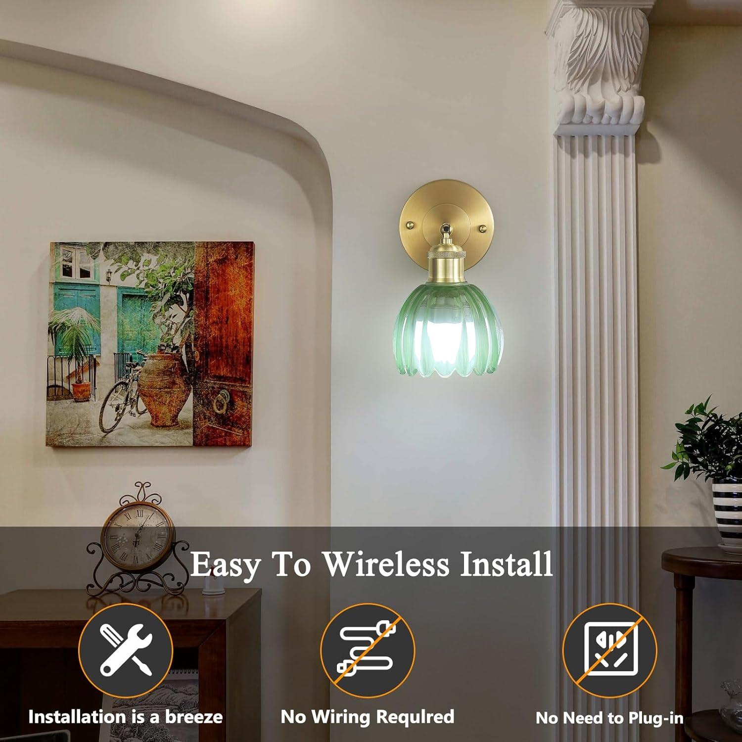 Aplique de Pared Inalámbrico LAPMUNG Verde Tulipán LED