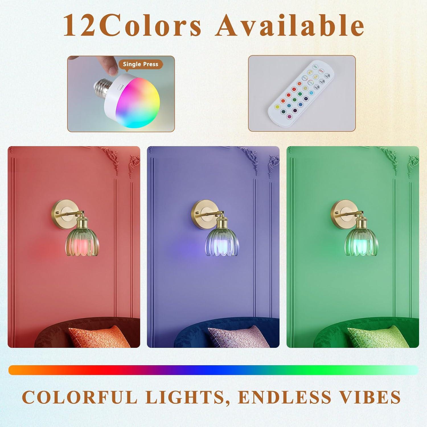 Aplique de Pared Inalámbrico LAPMUNG Verde Tulipán LED