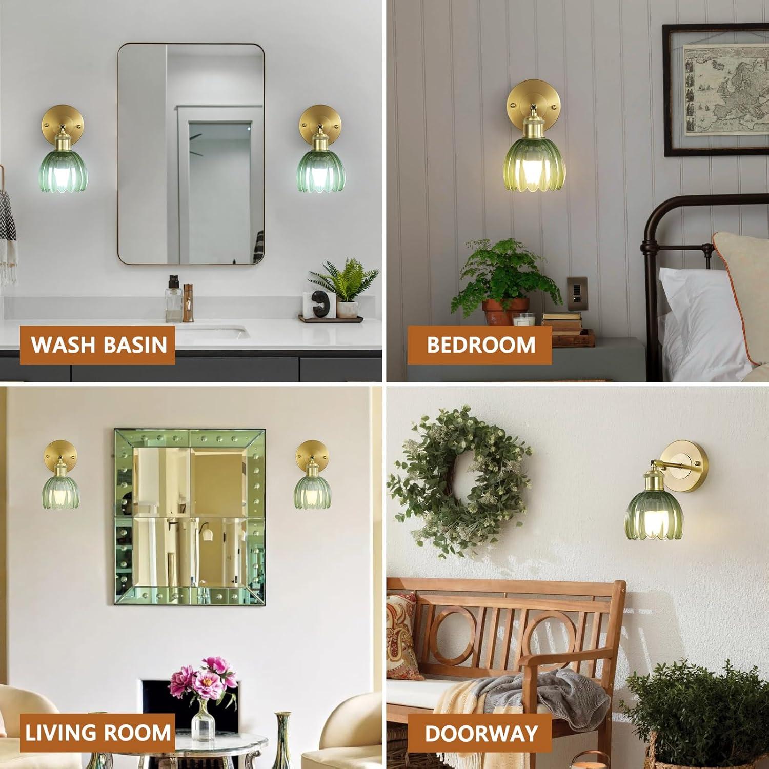 Aplique de Pared Inalámbrico LAPMUNG Verde Tulipán LED