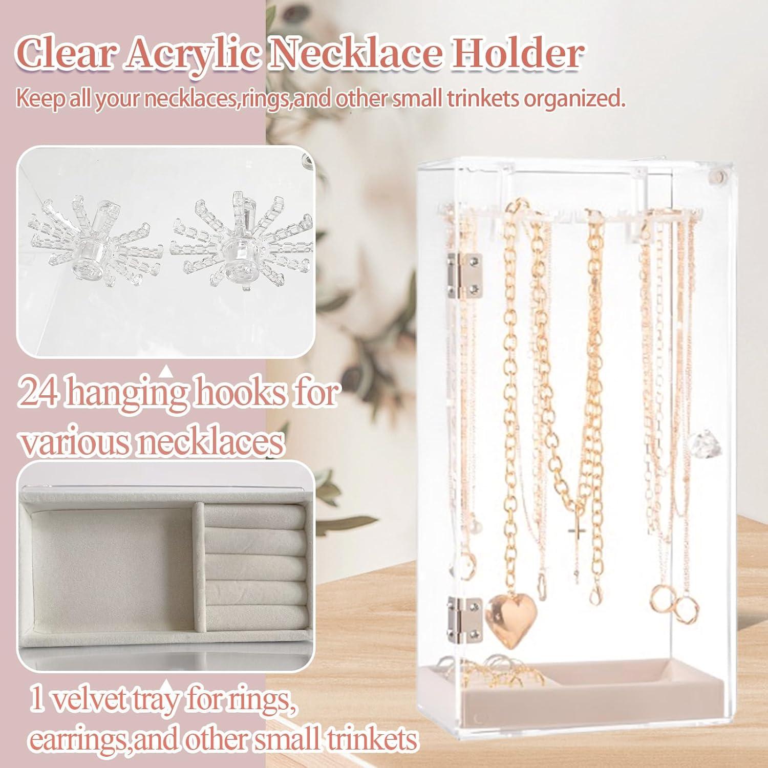 Soporte de Collar Acrílico PINGANBUSU 24 Ganchos 32x15cm