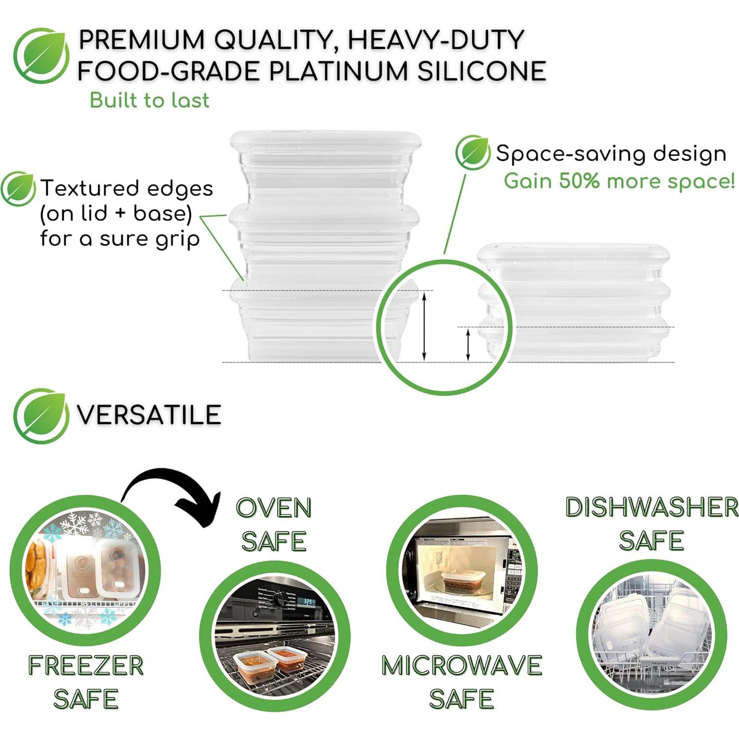 Contenedores de Almacenamiento Silicona Premium 4.9 Tazas 3 Pk