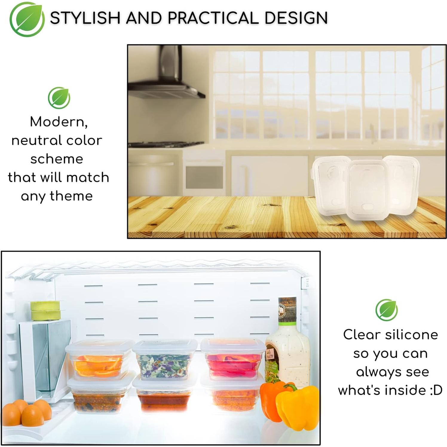 Contenedores de Almacenamiento Silicona Premium 4.9 Tazas 3 Pk