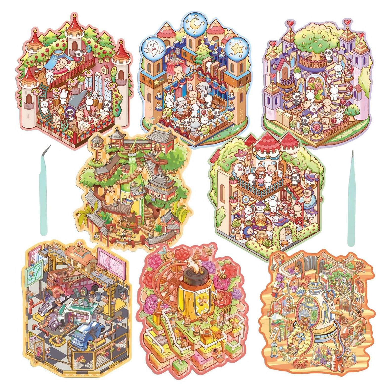 Pegatinas 3D DIY Sraseenomy - 8 Conjuntos de Escenas Creativas