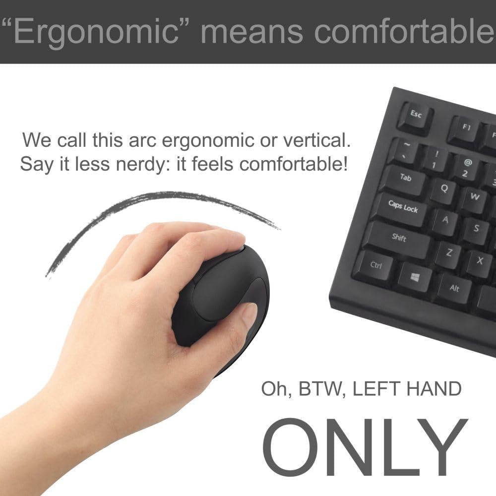 Ratón Inalámbrico Ergonómico para Zurdos URBY Negro 2024