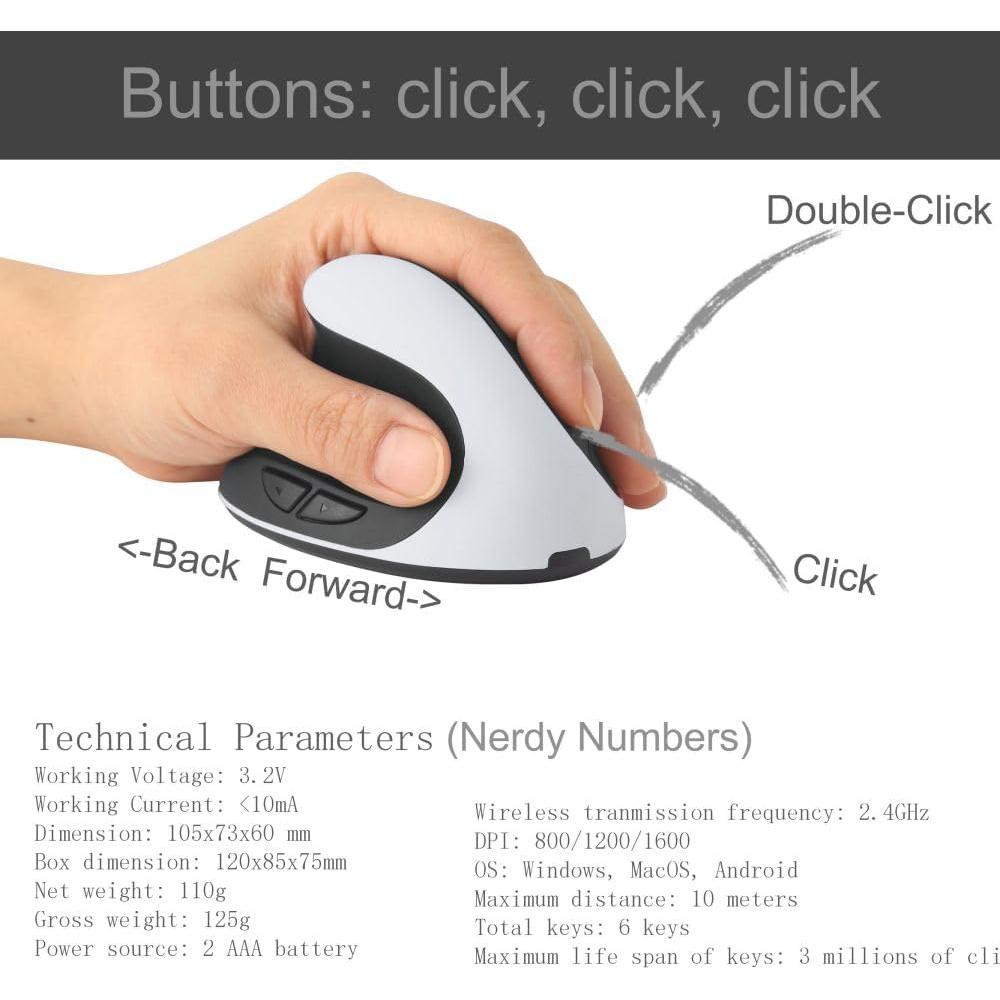 Ratón Inalámbrico Ergonómico para Zurdos URBY Negro 2024