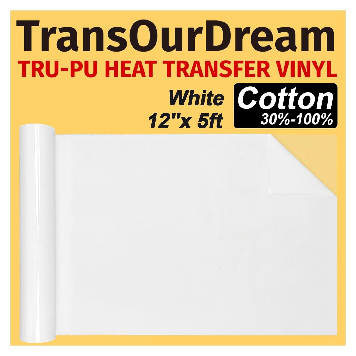 Vinilo de Transferencia de Calor Mate Blanco 30.48 cm TransOurDream