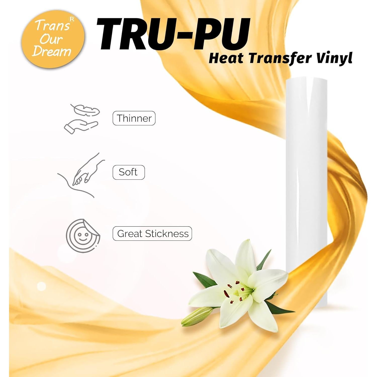 Vinilo de Transferencia de Calor Mate Blanco 30.48 cm TransOurDream