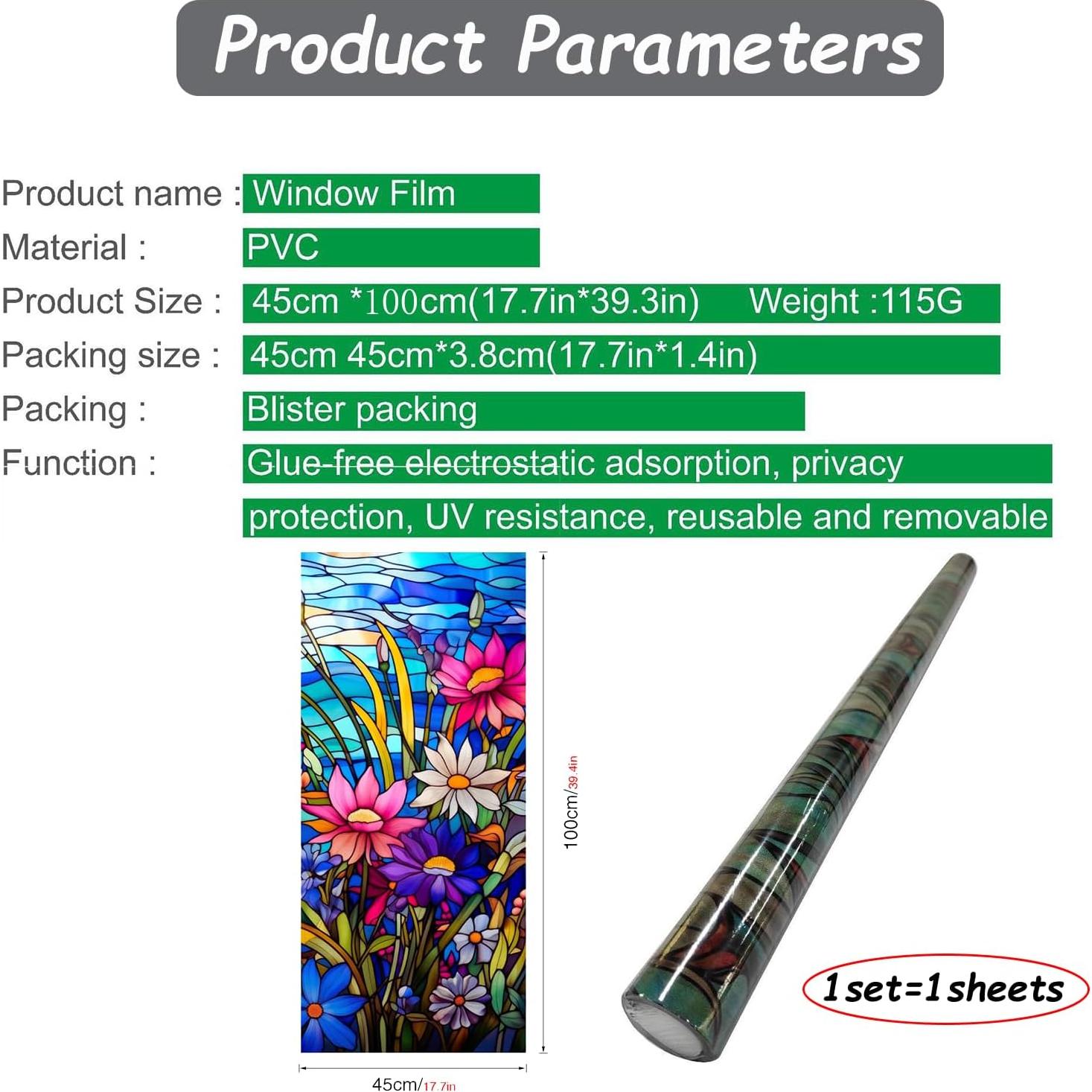 Película de Ventana Estática WBQMUNY 44.96x100.08 cm Opaca