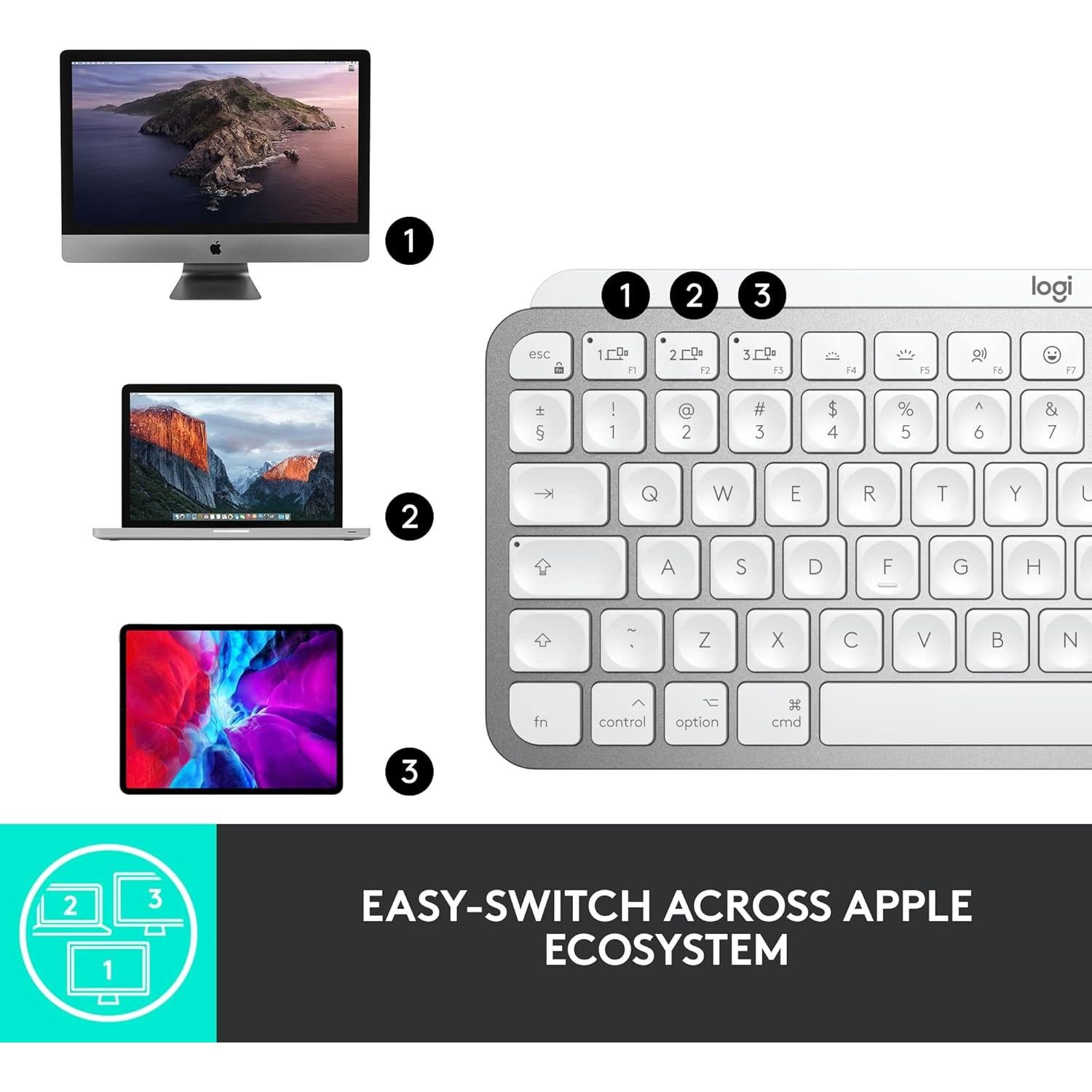 Teclado Inalámbrico Logitech MX Keys Mini para Mac - Gris