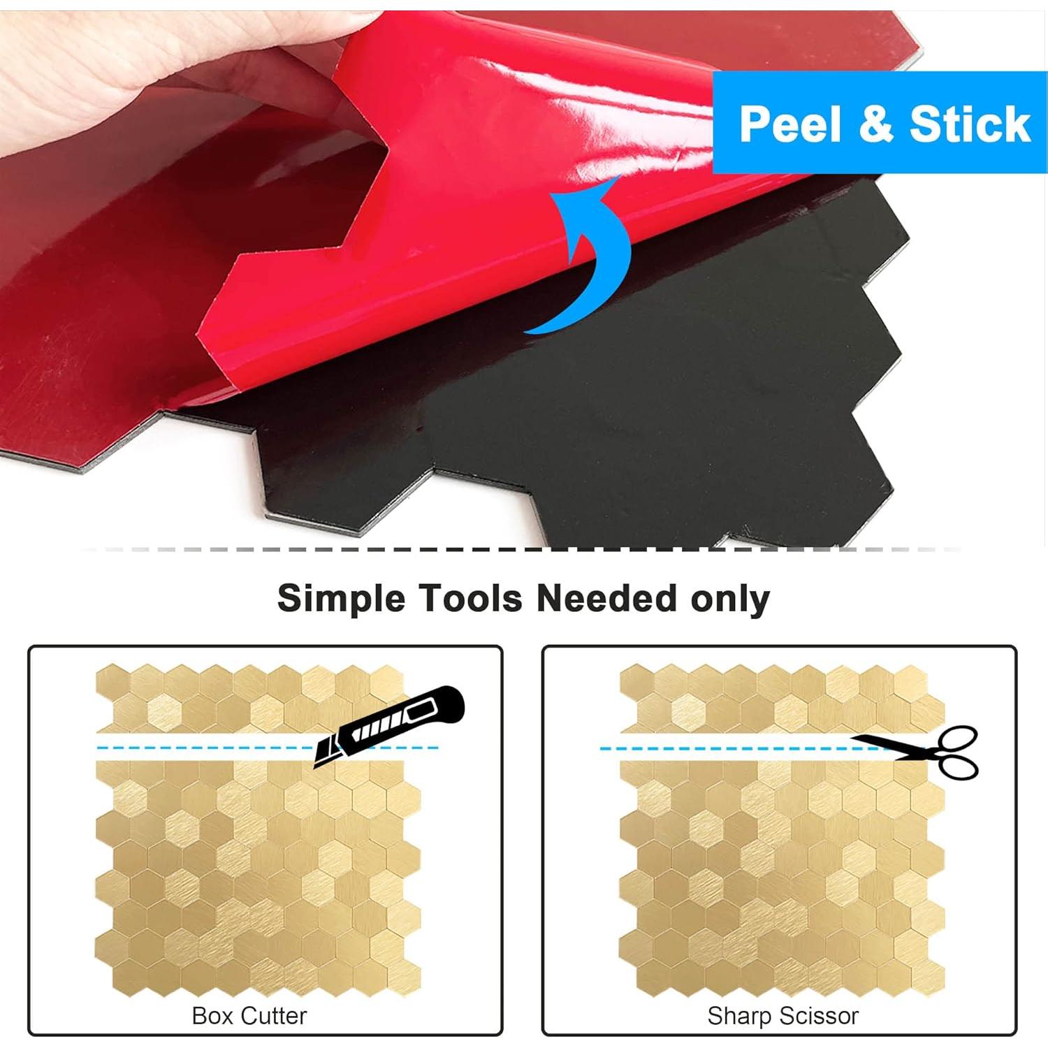 Azulejos Autoadhesivos BeNice Hexagonales 3D Dorado 5 Piezas