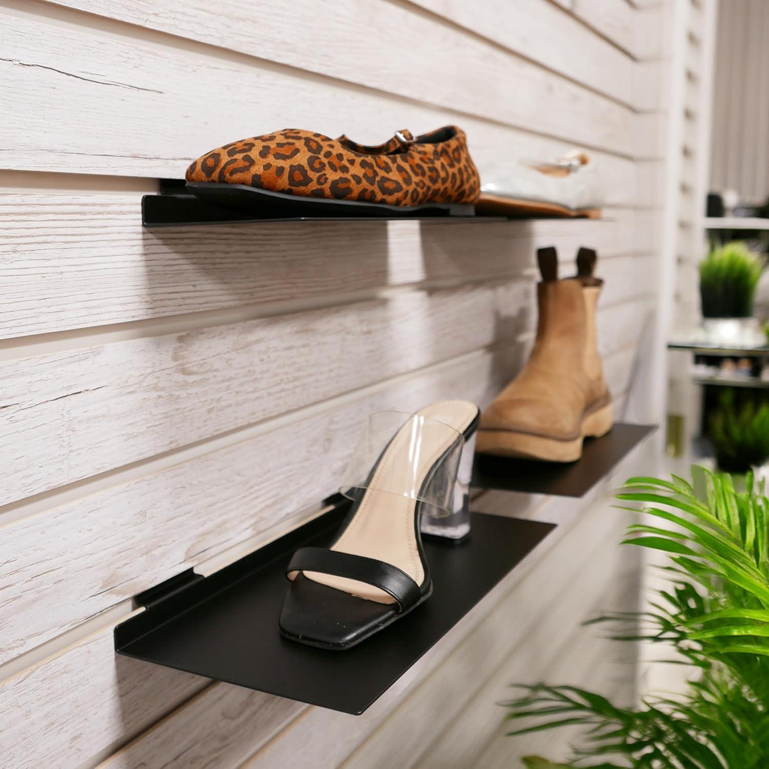 Estante de Exhibición de Metal Negro 10x28 cm para Slatwall