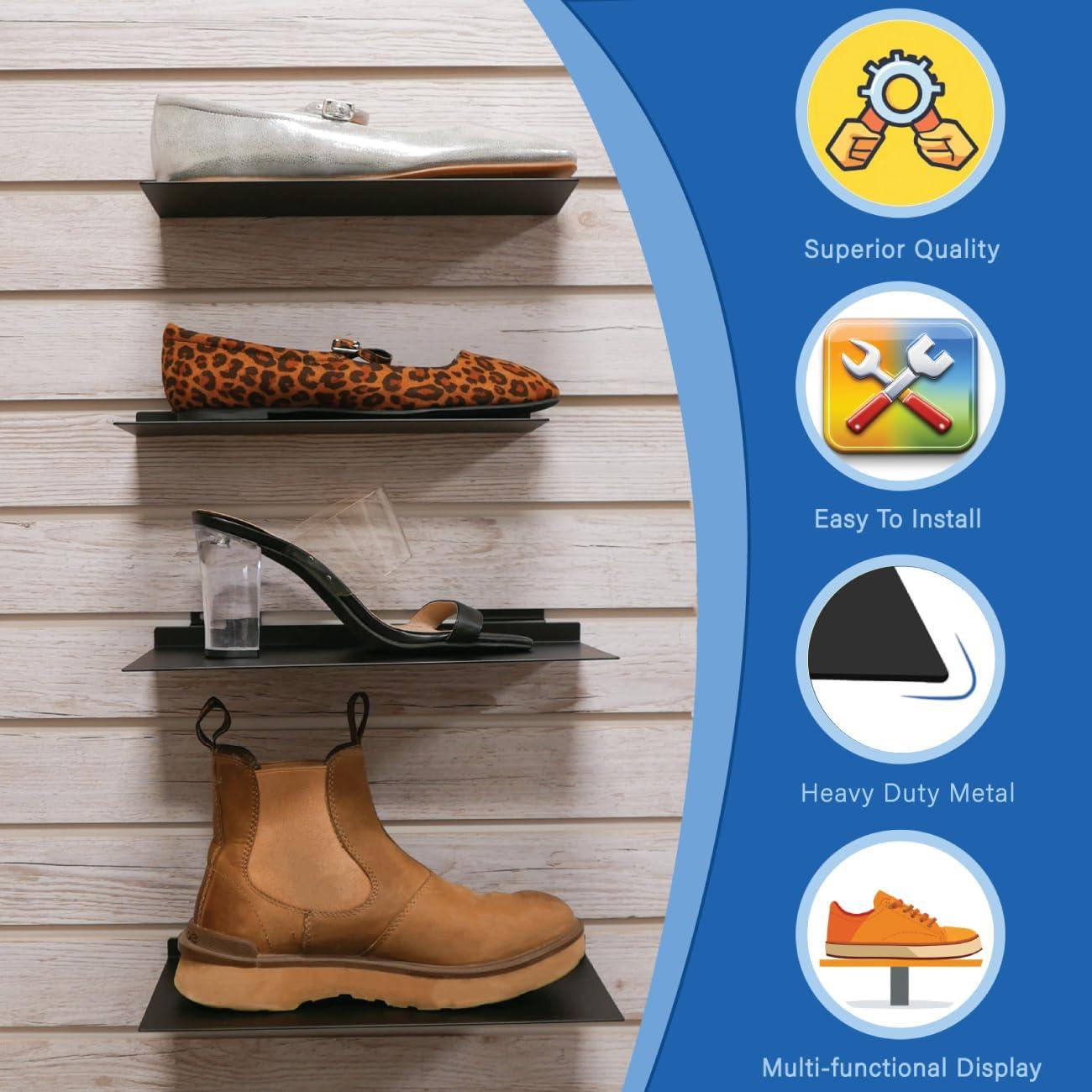 Estante de Exhibición de Metal Negro 10x28 cm para Slatwall