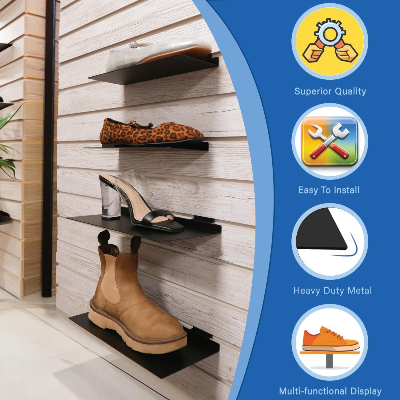 Estante de Exhibición de Metal Negro 10x28 cm para Slatwall