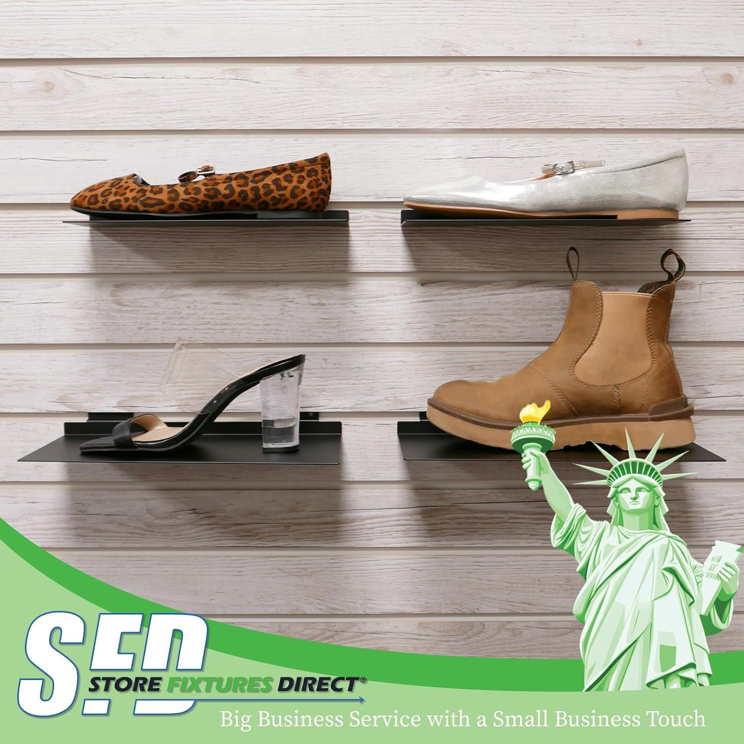 Estante de Exhibición de Metal Negro 10x28 cm para Slatwall