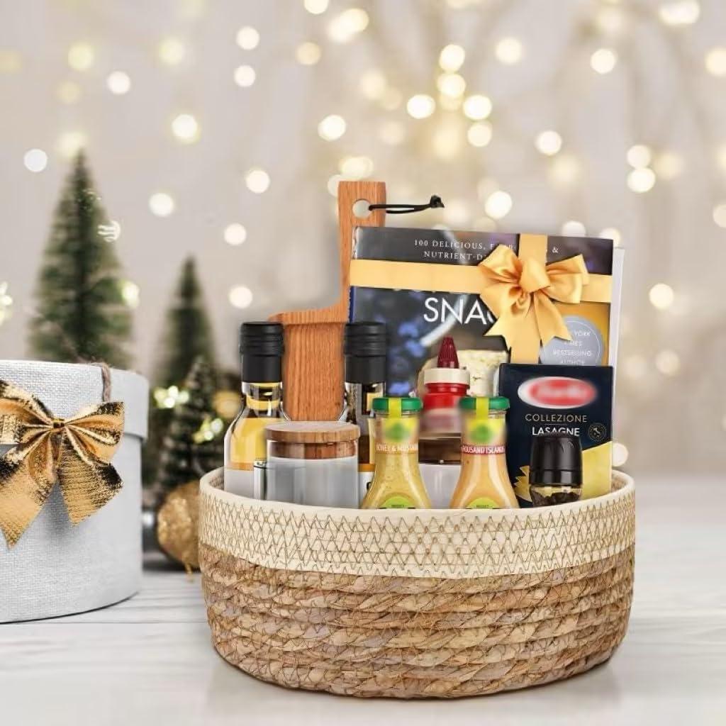 Juego de 3 Cestas Redondas de Mimbre Unistyle Beige